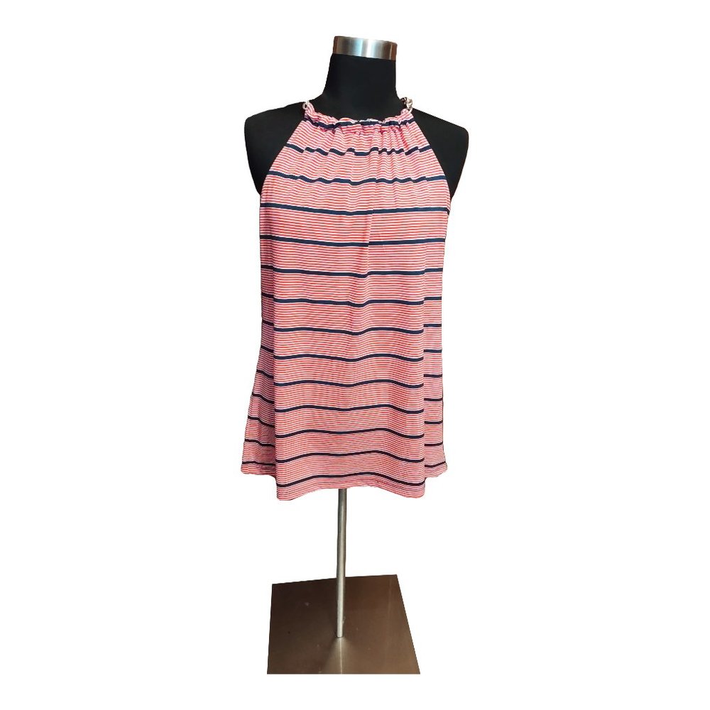 Michael Kors Women's Red, White, and Blue Sleeveless Halter Top